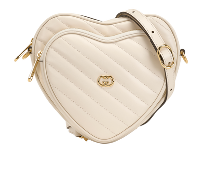 Interlocking GG Mini Heart Crossbody, &pound;750, Handbags, Cream, Leather, Front view